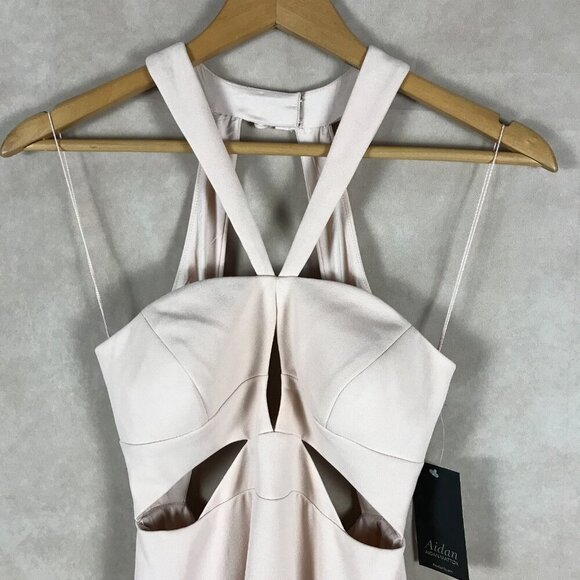 Aidan by Aidan Mattox Blush Pink Crepe Cutout Detail Gown NWT Size 0 - Picture 7 of 10